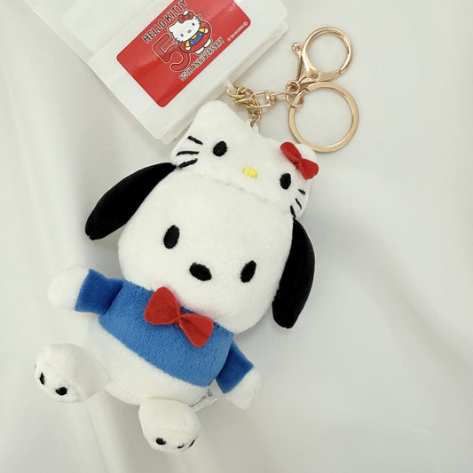 Pochacco Hello Kitty 50th Anniversary Plush Keychain Sanrio