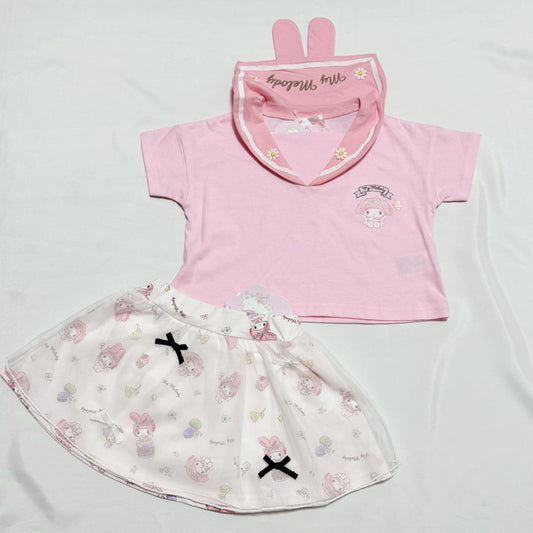 My Melody Sailor Collar T-Shirt & Tulle Skirt Skort Set 18-24m Sanrio